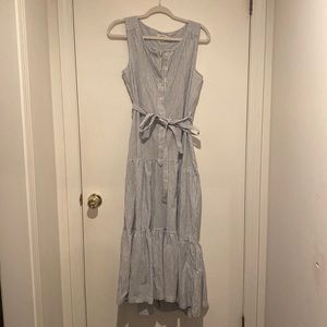NWT Blue and white pinstripe maxi dress